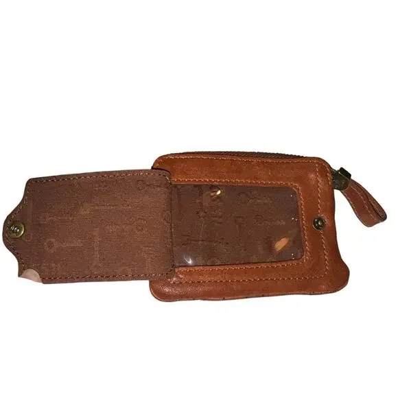 FOSSIL Keyhole Brown Leather Flower Pattern with Clip - Picture 6 of 10